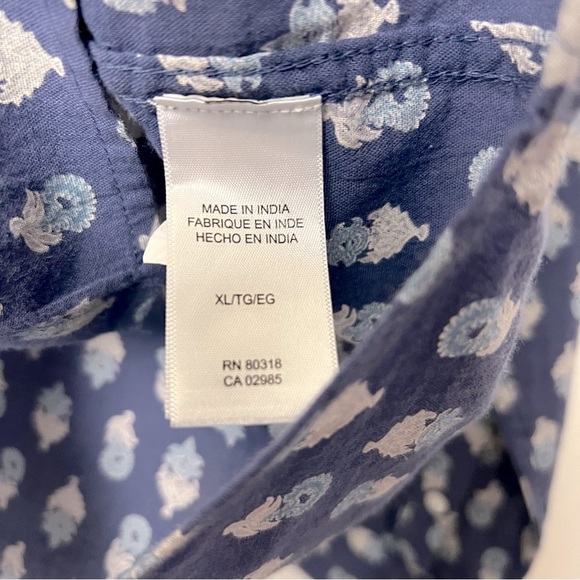 Lucky Brand Blue and White Patterned Button Up Lightweight Cotton Women's Shirt - Picture 11 of 13
